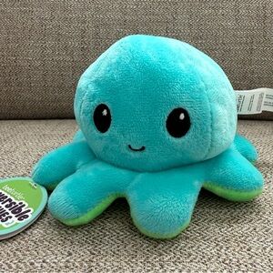 TeeTurtle Reversible Plush Octopus - Green and Aqua